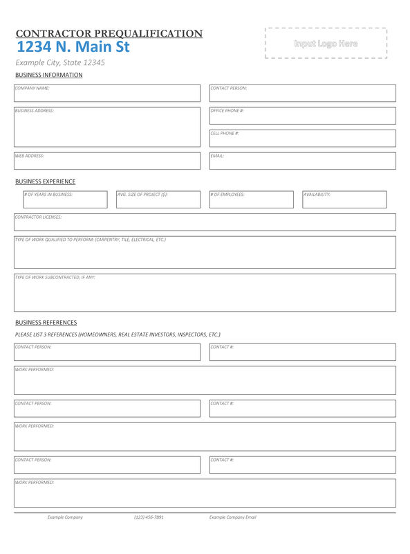Contractor Prequalification Form