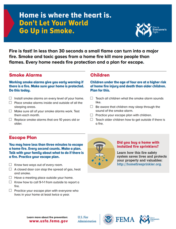 Fire safety checklists for homes