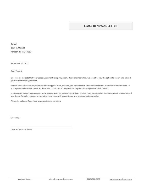 Lease Renewal Letter Template