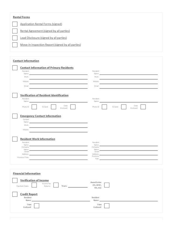 Rental Property Checklist Form