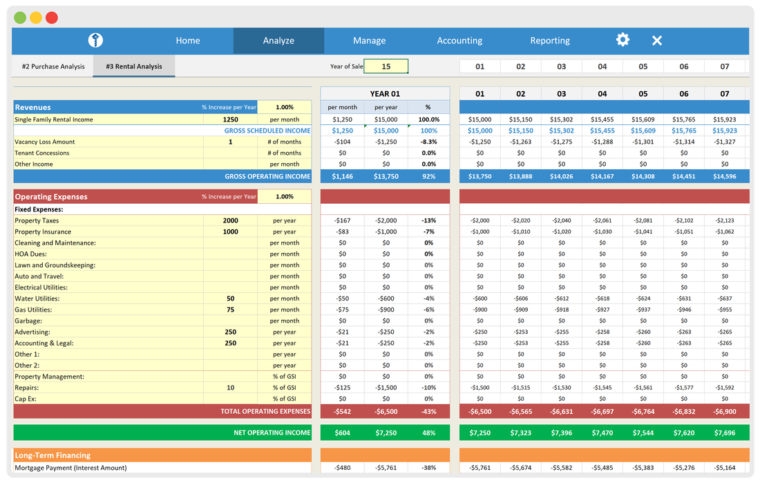 rental property spreadsheet screenshot